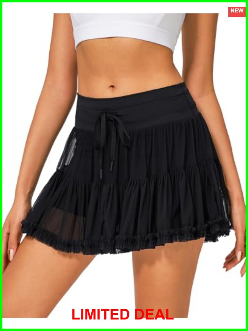 Tiered Ruffle Tennis Skort with Built-In Shorts High Waist Athletic